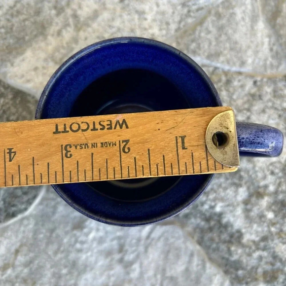 LATHAM'S POTTERY Seagrove NC Cobalt Blue Glazed 4" Mug Signed BRUCE LATHAM '99 - Picture 9 of 13